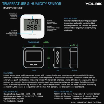 YoLink SpeakerHub & Two Temp/Humidity Sensors Starter Kit – Audio Hub Plays Tones/Sounds, Spoken Messages, Text Messages, LoRa-Powered ¼ Mile Range, Compatible with IFTTT, WiFi Required