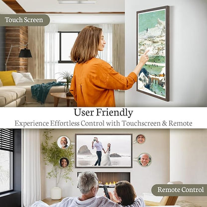 BSIMB 32 Inch Large Digital Picture Frame, Touchscreen 64GB 1920x1080 FHD WiFi Photo Frame Electronic Display Remote Control, Share Pictures/Videos via App/USB/SD Easy Setup Gifts for Mom, Dark Wood