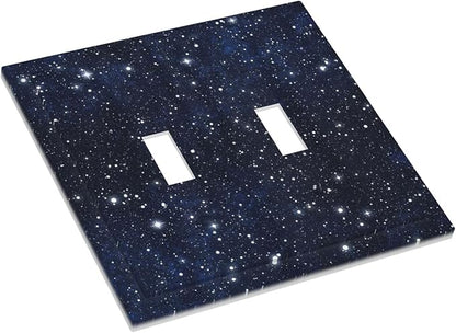 Decorative Light Switch Cover Night Sky Star Cosmic Starry Fantasy Galaxy Universe Space Double Toggle Switchplate 2 Gang Personalized Wall Plate Switchcovers Decora Light Switch Plate