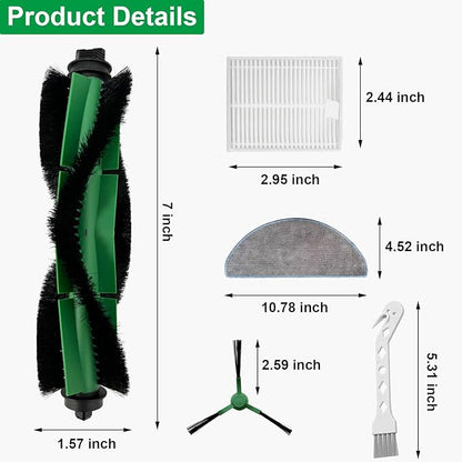14 Pack Replacement Parts kit for iRobot Roomba Combo Essential Series Q0120, Q0520, Y0140, Y0110, Q011 Robot Vacuum Cleaner, 1 Main Brush, 4 Side Brushes,4 Hepa Filters,4 Mop Cloth,1 Cleaning Brush