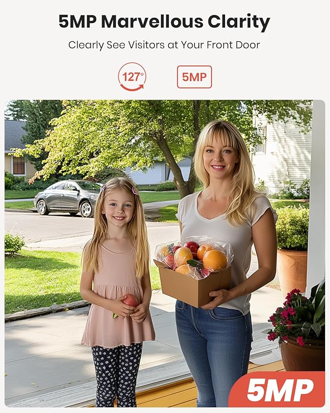Doorbell Camera Wireless, 3K Video Doorbell with Chime, 2.4G WiFi Outdoor Security Cemera, Human Detection, 2-Way Audio, Night Vision, Voice Changer, Works with Alexa and Google Assistant