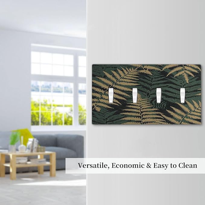 Light Switch Covers Botanical Fern Green Leaf Forest Quad Toggle Electrical Faceplate 4 Gang Wall Plate Decorative Switch Plates For Bed Room Home Decor