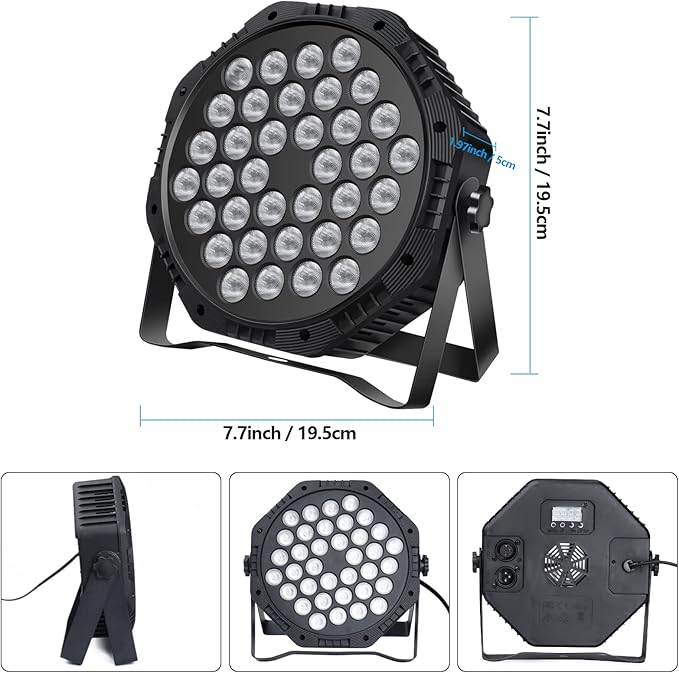36 LED Par Lights, RGB Par Can Light Stage Lights, 10 Modes DJ Lights Stage Lighting Uplights with Sound Activated Remote Control & DMX Uplights for Events Wedding Party