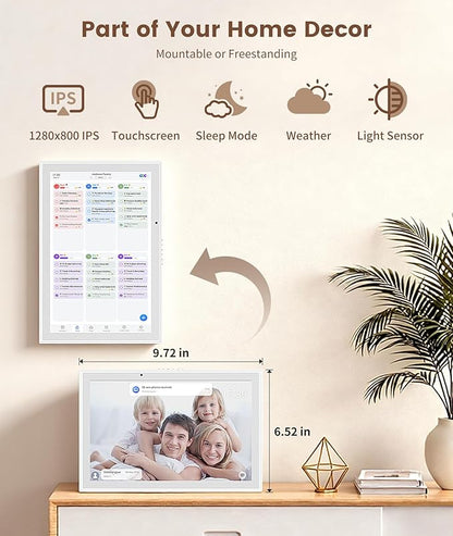Ringco 10.1" Digital Calendar & Smart Touchscreen Planner, Electronic Calender with Chore Chart for Family Schedules & Meal Planning, Wall Mountable Digital Photo Frame, Christmas Gift Giving (White)