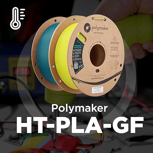 Polymaker HT-PLA-GF Filament 1.75mm White, High Temp PLA for 3D Printing, Heat Resistant to 150°C, Easy to Print, Easy to Anneal, Works with Most FDM Printers, 1kg Spool
