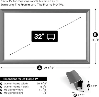 Graphite Prismatic 32" Alloy Deco TV Frame - Compatible ONLY with Samsung The Frame TVs (Fits 2021-2025, LS03A, LS03B, LS03C, LS03D, LS03FA)