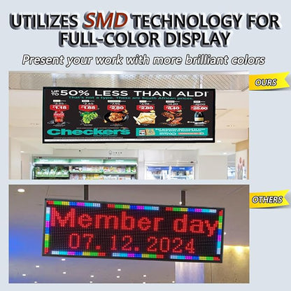 P5 Led Scrolling Signs,Wifi & USB Programmable Advertising Display Board, Customizable Texts/Time/Images/Videos Neon Lights Indoor, Wall Display Message Board for Business