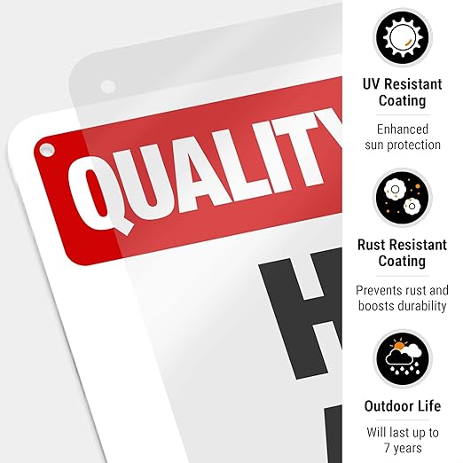 Quality Control Hold Area Sign, 10x7 Inches, 55 mil Thick HDPS (high Density polystyrene), Made in USA