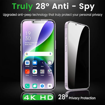 3 Pack Privacy Screen Protector for iPhone 14 Plus 6.7 Inch with 3 Pack Camera Lens Protector, Anti Spy Tempered Glass Film, Anti-Scratch, Touch Sensitive, Case Friendly
