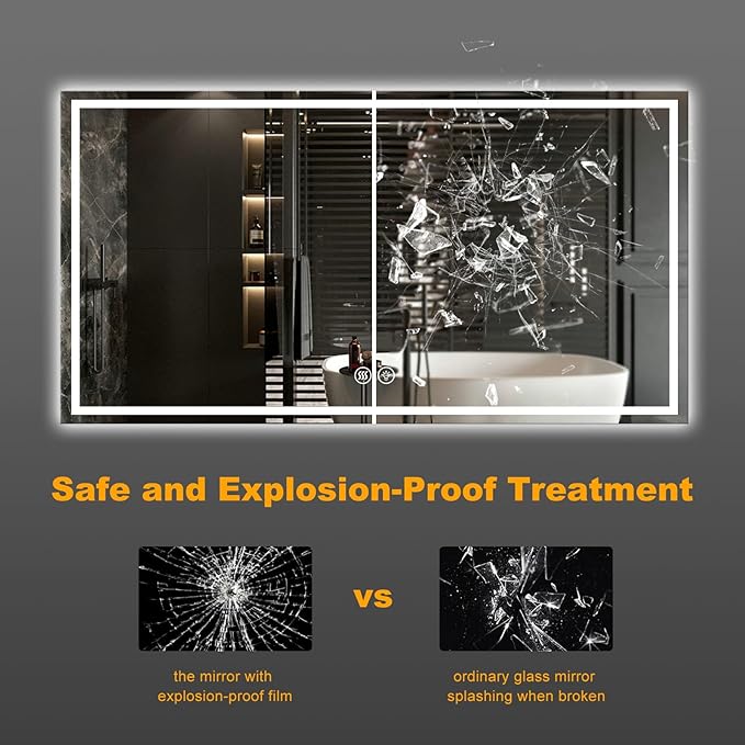 24"x32" LED Bathroom Mirror with Lights, Smart Lighted Bathroom Mirror for Wall, Anti-Fog Lighted Vanity Mirror with Memory, Shatterproof