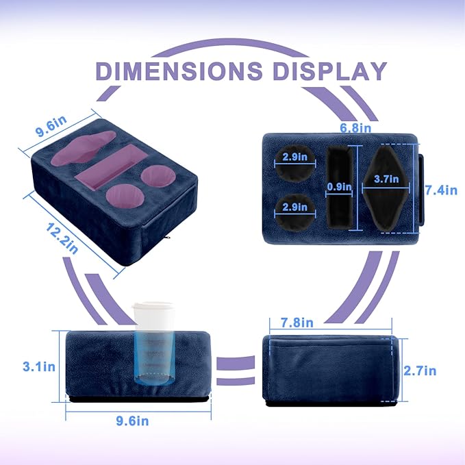 4 Hole Couch Cup Holder Tray, Cup Holder for Bed Suitable for Cup Holders on Sofas, beds, Camping, RVs, Cars, and Beaches.Navy Blue