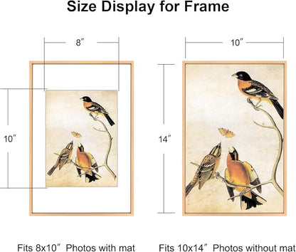 10x14 Picture Frame, Gold Aluminum Metal Photo Frames with HD Glass, Fits 8x10 with Mat or 10 x 14 without Mat, Display for Wall