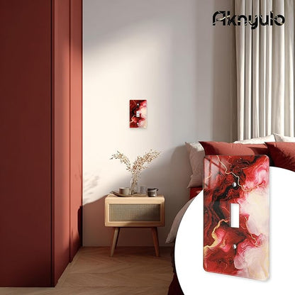 Rich Burgundy Marble Acrylic Switch Wall Plate Light Switch Plates Cover Durable Acrylic Wall Plate Decorative Single Gang Wall Plate