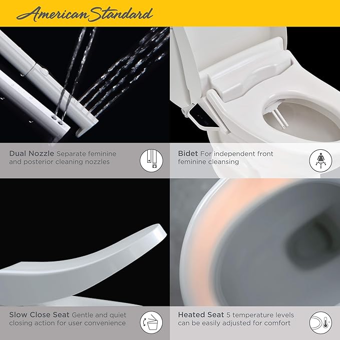 American Standard 8012A80GRC-020 Advanced Clean AC 2.0 SpaLet Bidet Seat with Remote Control Operation, White