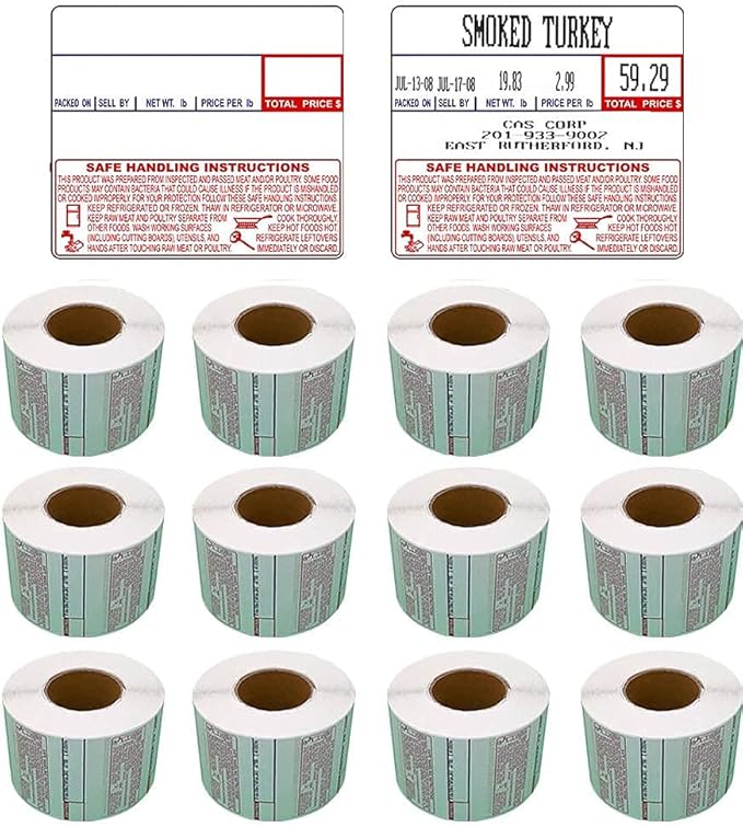 VisionTechShop LST-8030 Printing Scale Label, 58 x 50 mm, Non-UPC/Safe Handling, 12 Rolls Per Case