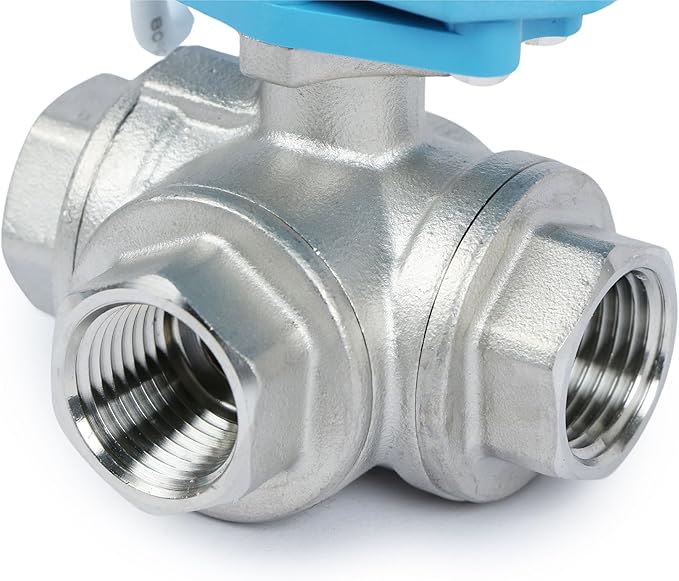 U.S. Solid 1/2" 3 Way Stainless Steel Motorized Ball Valve AC110-230V, L Type Water Shutoff Valve with Manual Function, Standard Port