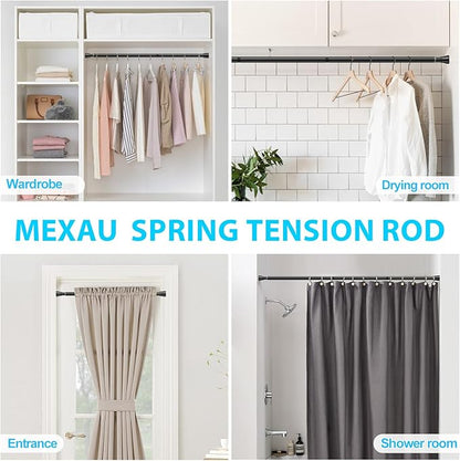 2 Pack Black Shower Curtain Rod 16 To 26 Inch Tension Shower Rod For Bathroom 7/8" Adjustable Spring Curtain Rod No Drilling Spring Rod Black Tension Curtain Rods for Windows Doorway Closet