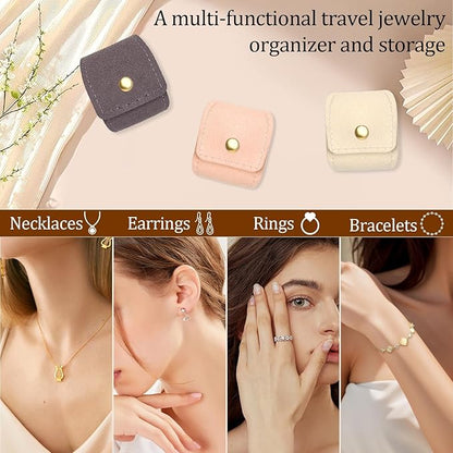 logohu 3Pcs Mini Travel Jewelry Bag Foldable, Small Travel Jewelry Case with Buckle, Portable Velvet Jewelrys Organizer for Necklace Ring Earring Bracelet