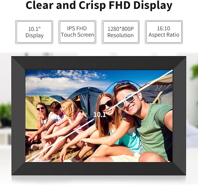 Digital Picture Frame, 10.1 Inch WiFi Digital Photo Frame Electronic Picture Frame Slideshow, Built in 16GB Storage, Wall-Mounted, Auto Rotate, Easy to Upload Photos and Video Instantly via Uhale APP