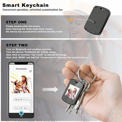 Customized Keychain with Picture,Personalized Photo Keychain with Build-in Find My Tracker,Contact Information,Item Locator for Key,Pets,Luggages,iOS 14.0 and Up,Great Gift for Family and Friends
