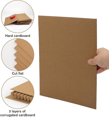 Calenzana 9x12 Corrugated Cardboard Sheets Set of 50, Flat Card Boards Inserts for Crafts, Packing, Shipping, Moving, Mailing