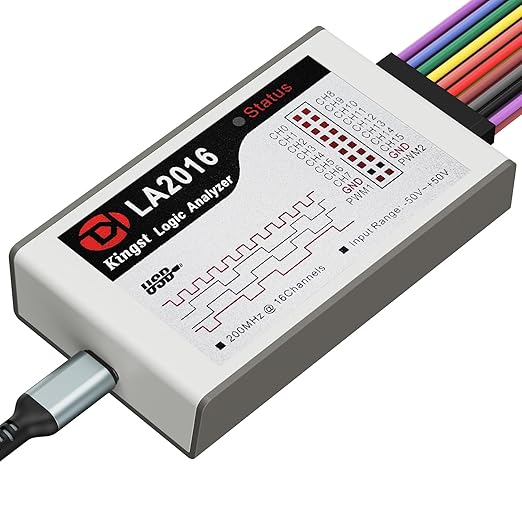 USB Logic Analyzer LA2016 16 Channel 200MHz 1G Memory with English PC Software Portable High Speed Supports I2C SPI CAN UART for Windows MacOS Linux