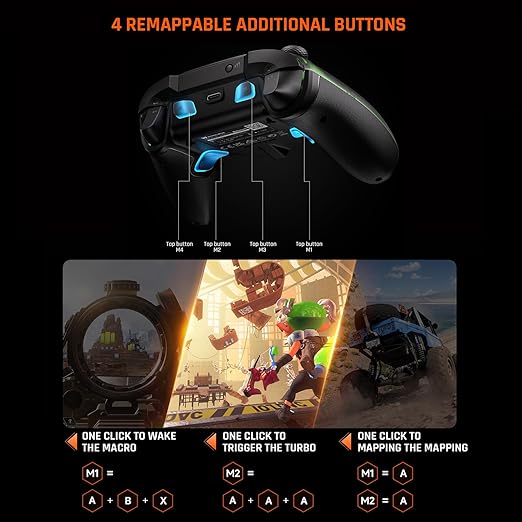 BIGBIG WON Wireless Controller, Rainbow 2 Pro PC Controllers Motion Aiming, Hall Triggers, ALPS Joystick, Custom Button, 3.5mm Audio Gaming Controller for PC Windows/Android/iOS/Switch Controllers