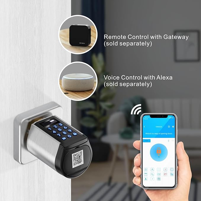 WELOCK WiFi Smart Door Lock, 5-in-1 Keyless Entry Doorknob with Auto-Lock Security, Bluetooth App Control,Passcode,Key Unlock, Easy Installation for Bedroom,Home, Office