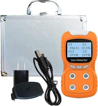 Portable Gas Detector, Gas Clip 4 Gas Monitor Meter Tester Analyzer, Rechargeable LCD Display Sound Light Shock Air Quality Tester, 2 Year Detector…
