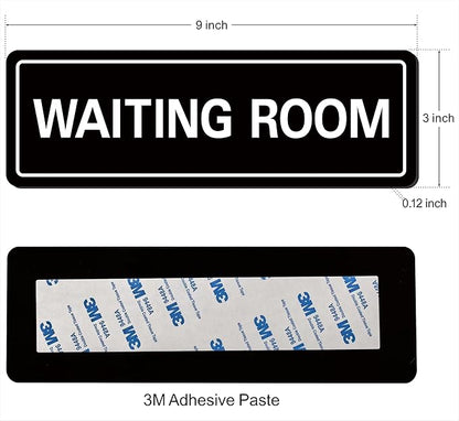 Waiting Room Sign - Premium Durable Acrylic Material, Super Strong Adhesive, Quick Installation, Suitable for Your Home and Business (9 × 3 Inches, Black)