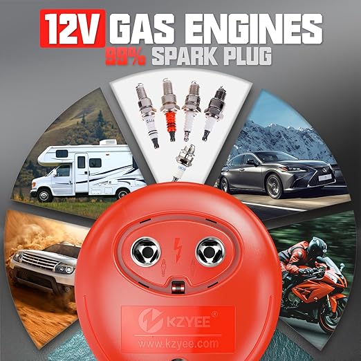 KZYEE KS30 Spark Plug Tester – One-Tap Ignition Coil & Spark Plug Test Tool, Dual-Port Design with Safety Shield, Plug-and-Play for 12V Gasoline Engines