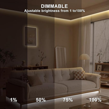 6.56ft Smart COB LED Strip Light, Tunable White 2700K-6500K Dimmable Bright WiFi Led COB Light Strip Compatible with Alexa and Google, White CCT COB Led Light for Kitchen Cabinet, Room