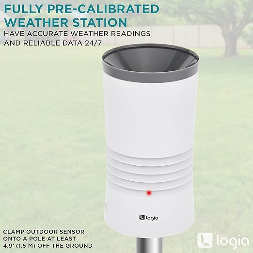 Logia 3-in-1 Rain Gauge Weather Station with Temperature & Humidity, Indoor/Outdoor Weather Monitoring System, Wireless Display Console with History, Alarms and Alerts