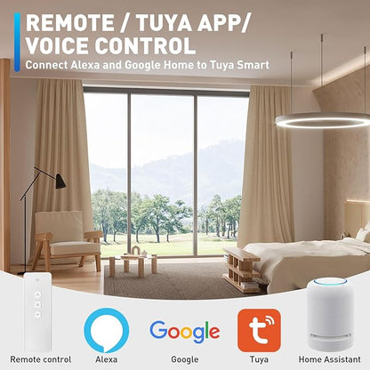 Smart Electric Curtains Track, Ceiling Curtains Track Adjustable Retractable Motorized Curtain Rod From 70 to 129 Inches, Automatic Curtain Opener, Work with Alexa/Google Home/Tuya Voice Control