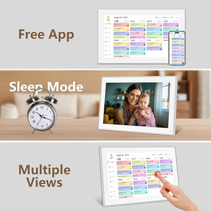 15.6 inch Digital Calendar & Chore Chart,Smart Touchscreen Interactive Display for Family Schedules, Wall & Desk Mountable, Digital Photo Frame Functon, Great for Organizing Your 2025 Calendar