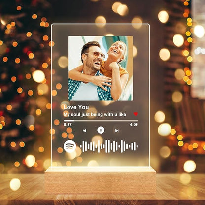 Custom Spotify Plaque, Customized Acrylic Song Plaque Photo Frame, Personalized Picture Frame, Personalized Anniversary Birthday Valentines Day Gifts for Women Men Her Him Girlfriend Boyfriend Couple