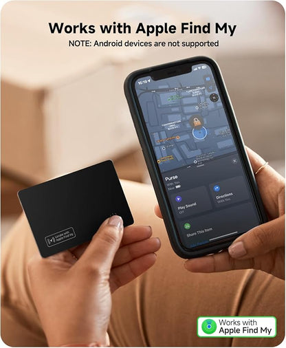 JTD 4 Pack Smart Card Wallet Tracker - Apple Find My Compatible (iOS Only), 0.07in Ultra-Thin IP68 Waterproof Bluetooth Tracker Card, for Wallet, Backpack, Passport