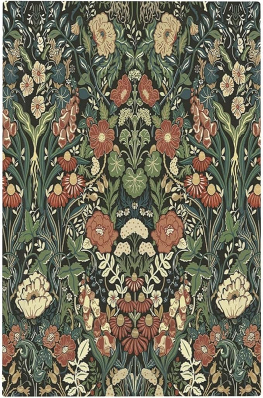 Light Switch Cover Plate Vintage Dark Floral William Morris Green Flower 1 Gang No Device Blank Electrical Wall Plates Faceplate Decorative Switch Plate for living Room Home Decor