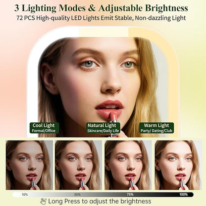 FUNTOUCH 30X Magnification Lighted Makeup Mirror,Double Sided Travel Vanity Mirror with Lights,Rechargeable 3 Color Lights & Adjustable Brightness, 300°Rotation, Foldable Portable for Christmas