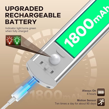BIAT Under Cabinet Lights, 80 LED Motion Sensor Indoor, Rechargeable Closet Lights with 3 Color Temps, Dimmable