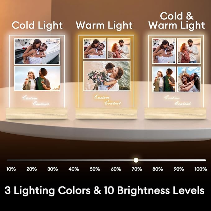 Personalized Picture Frame, Custom Tabletop Photo Frame with Light, Customized Gift for Mom/Father/Kid/Friend/Pet - Birthday, Valentine’s Day, Mother's Day, Father's Day, Christmas (R04)
