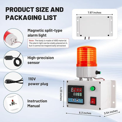 JIAWANSHUN Industrial Temperature Humidity Alarm, -40-185℉&0-100%RH,Thermometer Hygrometer Monitor with Independent Alarm Setting,Sound Light Alert & Calibration for Greenhouse,Lab,Cold Chain&Granary