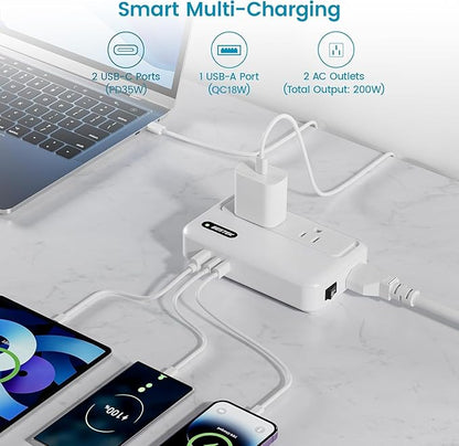 BESTEK 220v to 110v Converter with PD35w, 200w AC Voltage Converter US to Europe, Step Down Converter for Hair Straightener/Curling Iron with EU UK FR DE ES AU Travel Adapter (Unavailable Hair Dryer)