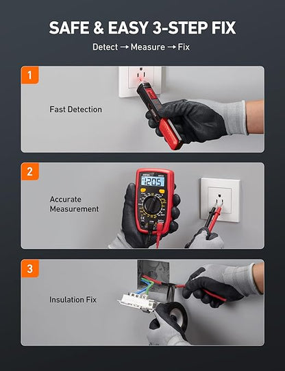 AstroAI Electrical Test Kit ETK1, Digital Multimeter, Non-Contact Voltage Tester & Screwdriver, Electrical Tape, an Ideal Set for Electricians, DIYers, Handymen