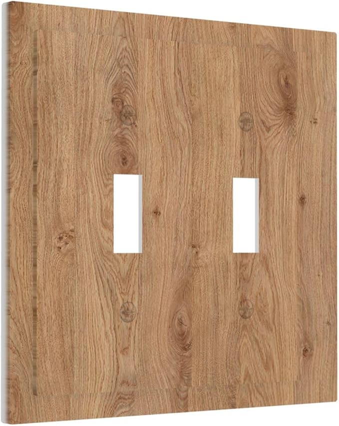 Decorative Switch Plates Vintage Rustic Wood Color Brown Wood Grain 2 Gang Double Toggle Wall Plate Outlet Light Switch Cover Electrical Faceplate for Farmhouse Cabin Decor