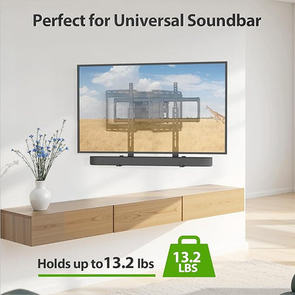 USX MOUNT Universal Soundbar Mount, Sound Bar TV Bracket for Soundbar with Speaker, Fits 2 Installation Options, Removable No-Slip Base Holder Extends 3.46”-6.06”