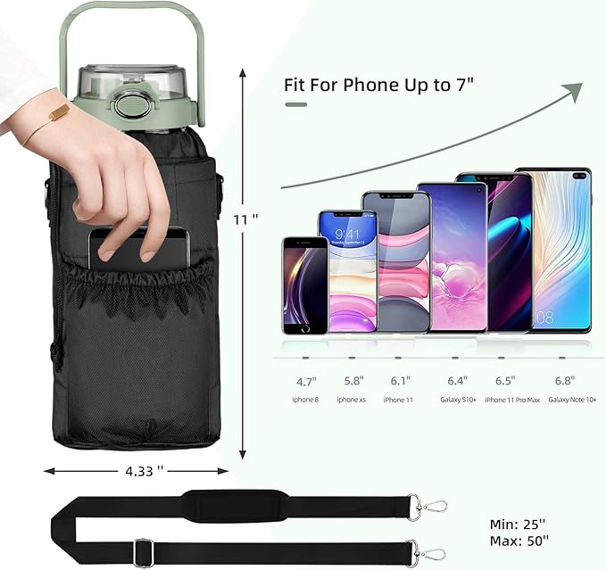 64oz Glass Water Bottle with Straw and Sleeve Half Gallon Motivational Water Bottle with Time Marke and Strap 2L Leakproof Borosilicate Reusable Water Jug for Gym Outdoors