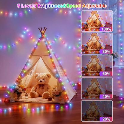 OMIKA 80ft Fairy Lights Plug in with Remote, 24 Colors 196 Modes Color Changing String Lights Dimmable, 240 LED Twinkle Lights with Timer for Outdoor Party Bedroom Indoor Christmas Halloween Decor