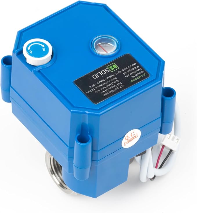 U.S. Solid Motorized Ball Valve with Manual Function - 1/2" Stainless Steel, Full Port, 85-265V AC, 2-wire Automatic Return, Normally Closed
