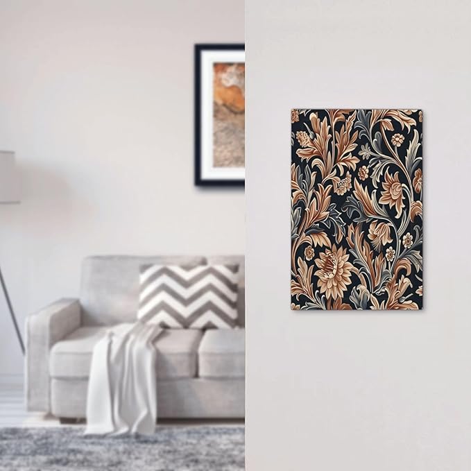 Light Switch Cover Plate Vintage Grey Plant Leaves Brown Flowers 1 Gang No Device Blank Electrical Wall Plates Faceplate Decorative Switch Plate for Bedroom Home Decor